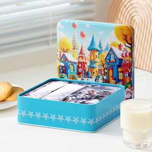 Premium quadrato Puzzle di latta di lusso biscotti al burro Combo natale/capodanno confezione regalo varietà di formaggio al cioccolato crema di caffè - Product Image 5