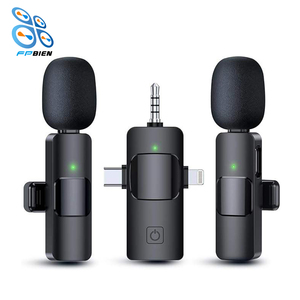 Magazzino di fabbrica portatile 3 in 1 2.4g Wireless Stereo Lavalier microfono dal vivo intervista esterno Mini rumore cancellando microfono risvolto - Product Image 1