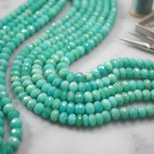 Perles vertes facettées de qualité supérieure en amazonite naturelle certifiée CMA, 7-8 mm, 8 pouces, pour la fabrication de bijoux (vente en gros) - Product Image 3