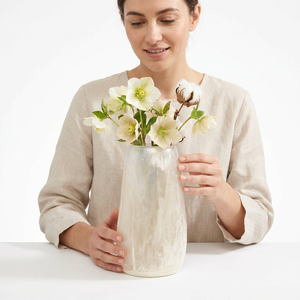 Art Deco Waterproof Handicraft Eco-Friendly Resin Tabletop <b>Vase</b> with Aqua Swirl Pattern - Product Image 1