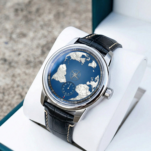 Reloj de Pulsera Mecánico Único con Diseño de Mapa del Mundo Azul Giratorio, con Logotipo Personalizado ODM y OEM, Fabricantes de Relojes Automáticos - Product Image 1