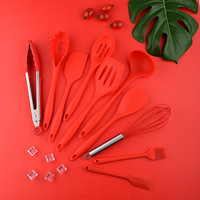 12 pièces en 1 ensemble accessoires de cuisine en Silicone outils de cuisine ensembles d'ustensiles de cuisine en Silicone avec poignées en bois