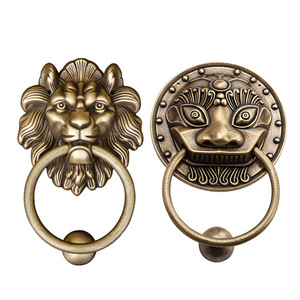Timbre de puerta con cabeza de animal Dingcheng, de cobre, con diseño de león y tigre, para puerta de madera, herraje decorativo retro. - Product Image 1