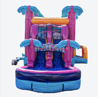 Parcours d'obstacles aquatique gonflable Teal Rippling Rush de 30 pieds pour le plaisir estival et les attractions des parcs d'attractions