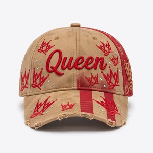 Wholesale T&L Custom Logo Flat Embroidery Rhinestones 6-Panel Faux Suede Adjustable Luxury <b>Vintage</b> Bling Baseball <b>Cap</b> - Product Image 2