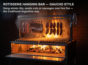 Parrilla de Carbón Moderna de 40 Pulgadas, Cesta de Acero Inoxidable para Asar, Encendido Electrónico, Dispositivo de Seguridad contra Llamas, Estilo Santa Marí<span class=keywords><strong>a</strong></span> Argentina - Product Image 4