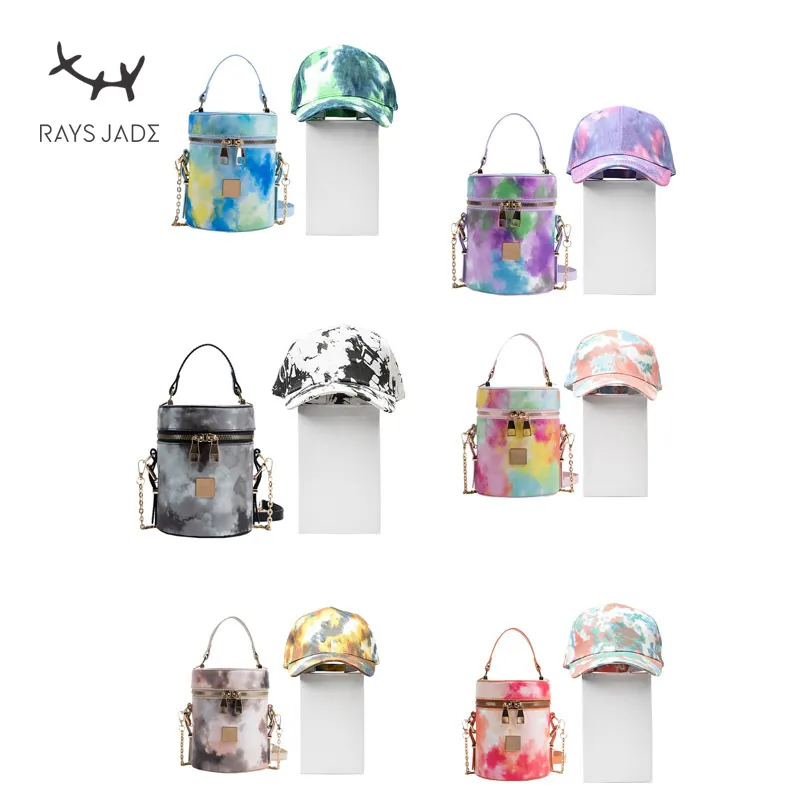 2022 Tie-dye ladies Handbags hat New Messenger Bag SAC A Main Matching Bucket Hat and Purse Set Women