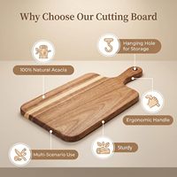 Planche à découper en bois d'acacia 13,7 x 7 pouces avec poignée, planche à charcuterie pour fromage, pain, viande, planche à découper en bois naturel