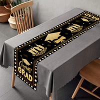 Chemin de table personnalisé pour la remise des diplômes, plusieurs motifs, tissu en polyester et lin, félicitations, fête de remise des diplômes, décoration de cuisine et de salle à manger