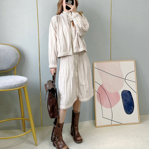Spring Women's New Pure Colour Long Sleeve Jacket Short Skirt Casual Two Piece Fashion Pleated <strong>Ladies</strong> <strong>Suit</strong> - Product Image 4