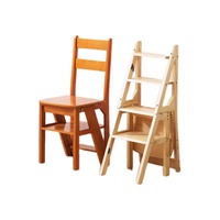 Youtai Ménage Échelle Chaise Pliante Tabouret À Double Usage Échelle Escaliers Multifonctionnels En Bois Massif