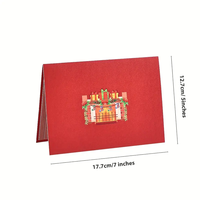 Nouveau Style Rouge Fête De Noël Pop-up Carte Cheminée De Noël Arbre De Noël Cadeau Pile Décoratif Lumière Cartes De Voeux