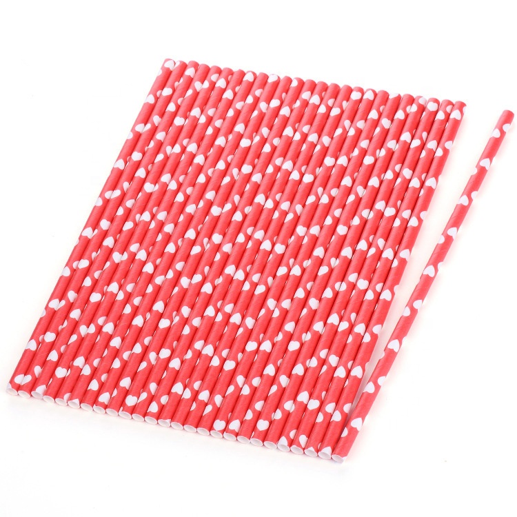 High Quality Eco-friendly Custom Colorful Love Disposable Biodegradable Recycled Materials Juice Milk Coffee Straw Paper Straws