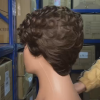 Perruques Lace Front en Cheveux Humains Naturels, Courts Bouclés, Brésiliens, Remy, à Cuticules Alignées, Densité 150%, Teinte Blonde