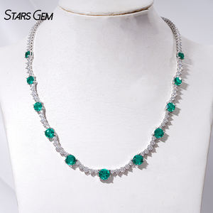 Collier fin unisexe Starsgem de luxe plaqué or blanc 14 carats avec émeraude de laboratoire ronde de 20 carats, 16 pouces, pour les fêtes - Product Image 2