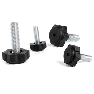 Pied de nivellement réglable, 22x10 mm, M8x37 mm, noir, filetage large 28 mm, épaisseur de base 10 mm. - Product Image 2