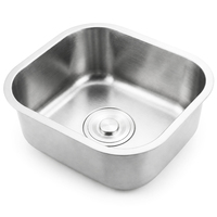 Évier de cuisine moderne monobloc en acier inoxydable 14"x12" à poser sous plan, surface brossée, facile à nettoyer, garantie 3 ans