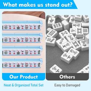 Ensemble de table de mahjong moderne en acrylique tout-en-un pour 4 joueurs, avec support de tuiles transparent et pousse-tuiles, ensemble de jeu universel fabriqué en Chine - Product Image 6