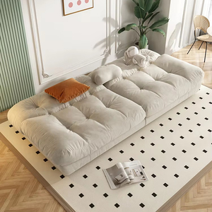 Ý sang trọng nhung chuyển đổi Ghế <span class=keywords><strong>sofa</strong></span> giường tối giản kem ánh sáng gấp đồ nội thất phòng khách với chất liệu gỗ - Product Image 3