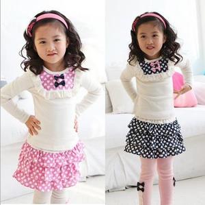 Conjunto de Ropa Infantil al por Mayor, Bonito Conjunto Coreano de Camiseta de Manga Larga con Falda y Pantalones para Niñas Pequeñas de Fábrica China - Product Image 6