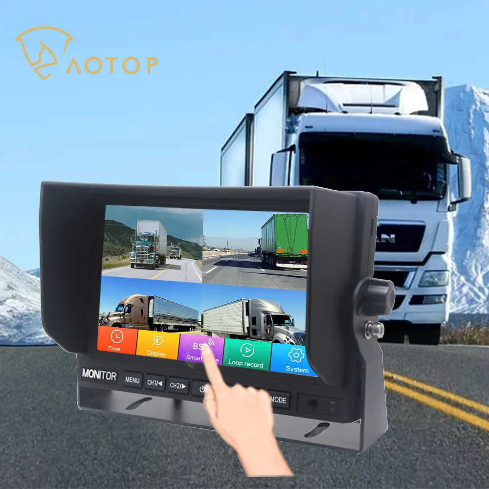 7Inch Touch Screen Rear View Monitor AI Pedestrian Detection System Left/Right/Back Blind Spot Detection Reversing Truck Monitor