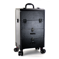 Trolley de maquillage multifonctionnel en aluminium à plusieurs niveaux, valise de maquillage pour maquilleur professionnel