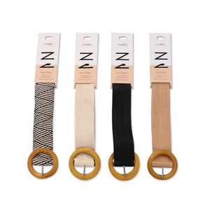 Cintura in pelle PP con fibbia in legno da 5 cm per donna, cintura alla moda con chiusura ad anello in legno naturale, nuovo stile 2024 - Product Image 3