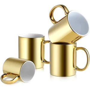 good sale make your own 11 oz straight porcelain drink cup&mug blank electroplate silver plated bambu mug for bank gift