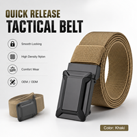 Ceinture tactique kaki à dégagement rapide, sans trous, en nylon, avec boucle automatique, confortable à porter, pour le travail en extérieur