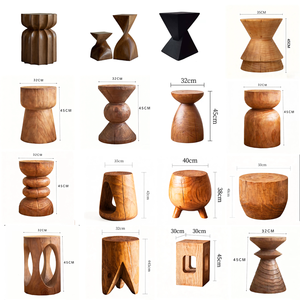 Tabouret en bois massif sculpté à la main, <span class=keywords><strong>table</strong></span> d'appoint moderne en bois naturel, style Wabi-sabi, piédestal en tronc d'arbre pour la décoration du salon - Product Image 5