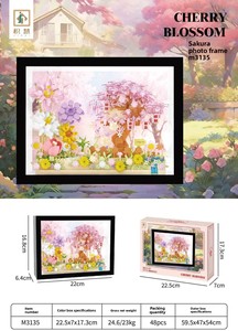 Marco <span class=keywords><strong>de</strong></span> Fotos Sakura con Luz LED 3D, Bloques <span class=keywords><strong>de</strong></span> Construcción, Rompecabezas <span class=keywords><strong>de</strong></span> Plástico Hecho a Mano, Decoración para Oficina, Regalo <span class=keywords><strong>de</strong></span> Cumpleaños, Juguete DIY - Product Image 2