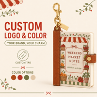 LABON Mini carnet porte-clés personnalisé pour le marché du week-end, format A7, couverture en cuir PU imprimée, pages vierges, avec mousqueton, cadeau, OEM ODM