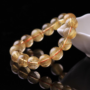Bracciale di Moda con Perle Rotonde di Biossido di Titanio Naturale di Alta Qualità, Quarzo Rutilato Dorato Grezzo, Gioielli in Cristallo - Product Image 4
