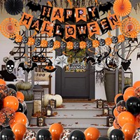 Joyeux Halloween : Décorations Écologiques pour Fête d'Halloween – Bannière, Éventails en Papier, Ballons, Guirlandes Spirales, Décorations de Chauve-souris, Chats, Oiseaux, Fantômes et Citrouilles
