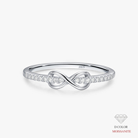 Bague empilable en argent sterling 925 Ailmay Moissanite couleur D, motif corde d'amour infini, pour femme, cadeau bijoux