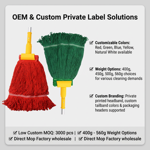 Ricambio per <span class=keywords><strong>Mop</strong></span> in Cotone con Estremità ad Anello da 40 cm, Colore Personalizzato, Senza Grovigli, 450g 500g, Filato OE, per <span class=keywords><strong>Mop</strong></span> Kentucky per Pavimenti Bagnati, con Fascia di Fissaggio - Product Image 3