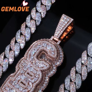 Ice Out <b>D</b>-F VVS letter Hiphop Natural Diamond Pendant Full Pave lab Created Diamond Jewelry Accessories Set for Gifts - Product Image 3