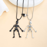 Collier de couple style Dark Wind, avec pendentif main fantôme et crâne lumineux pour Halloween
