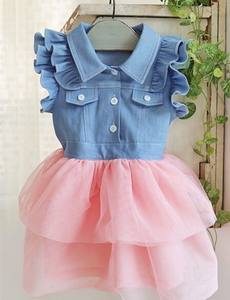 Vestido de niña con diseño nuevo de mezclilla y encaje 2015 - Product Image 2