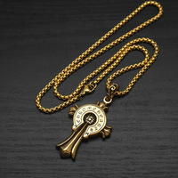 Kalung Liontin Hip Hop Rock Vintage Punk Salib Kristen Geometris Baja Tahan Karat Perhiasan Fashion untuk Pria Grosir Protestan