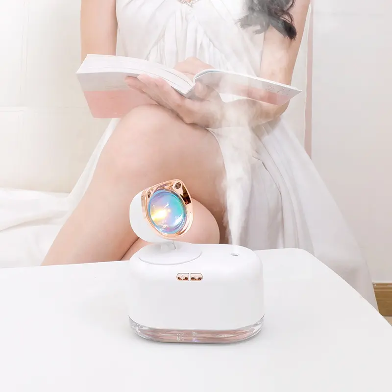Gift portable rechargeable automatic Ins photo selfie background light sunset projection lamp mini mist sprayer air humidifier