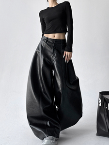 <span class=keywords><strong>Pantalon</strong></span> en <span class=keywords><strong>cuir</strong></span> PU noir sur mesure pour <span class=keywords><strong>femme</strong></span>, <span class=keywords><strong>pantalon</strong></span> <span class=keywords><strong>large</strong></span> et ample en <span class=keywords><strong>cuir</strong></span> épais pour <span class=keywords><strong>femme</strong></span>, fabricant - Product Image 5