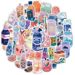 Awaii-pegatinas autoadhesivas reutilizables para botellas de agua, pegatinas de dibujos animados con logotipo personalizado 3D