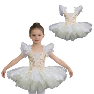 Costumes de tutu de ballet pour filles, manches papillon, robe en tulle scintillante à étoiles, justaucorps à col, jupe crêpe, tenue de spectacle, sur mesure - Product Image 2