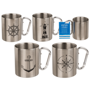 Taza de acero inoxidable con mosquetón, marítimo, - Product Image 1
