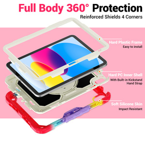 Custodia Robusta Antiurto per <span class=keywords><strong>Tablet</strong></span> in PC Rigido e Silicone con Supporto Girevole per iPad 10a Generazione 10.9 Pollici A16 2025 - Custodia per <span class=keywords><strong>Tablet</strong></span> per Bambini - Product Image 3