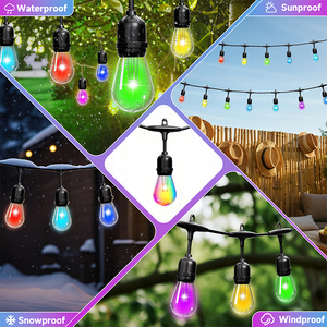 S14 E26 căn cứ Festoon Led RGB Dimmable chuỗi Ánh sáng thay đổi màu sắc ngoài trời giáng sinh ánh sáng với điều khiển từ xa IP65 đánh giá - Product Image 6