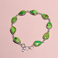Bracelet de pierres précieuses en argent sterling 925, bijoux de bracelet de turquoise en cuivre bleu naturel, bijoux de pierres précieuses en argent de fabricant