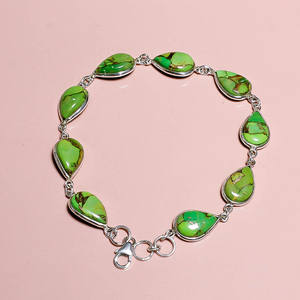 Bracelet de pierres précieuses en argent sterling 925, bijoux de bracelet de turquoise en cuivre bleu naturel, bijoux de pierres précieuses en argent de fabricant - Product Image 6