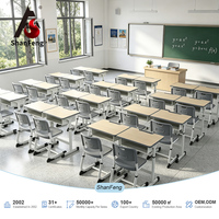 Meubles d'école écologiques modernes en bois et métal, bureau et chaise réglables en hauteur pour enfants et étudiants
